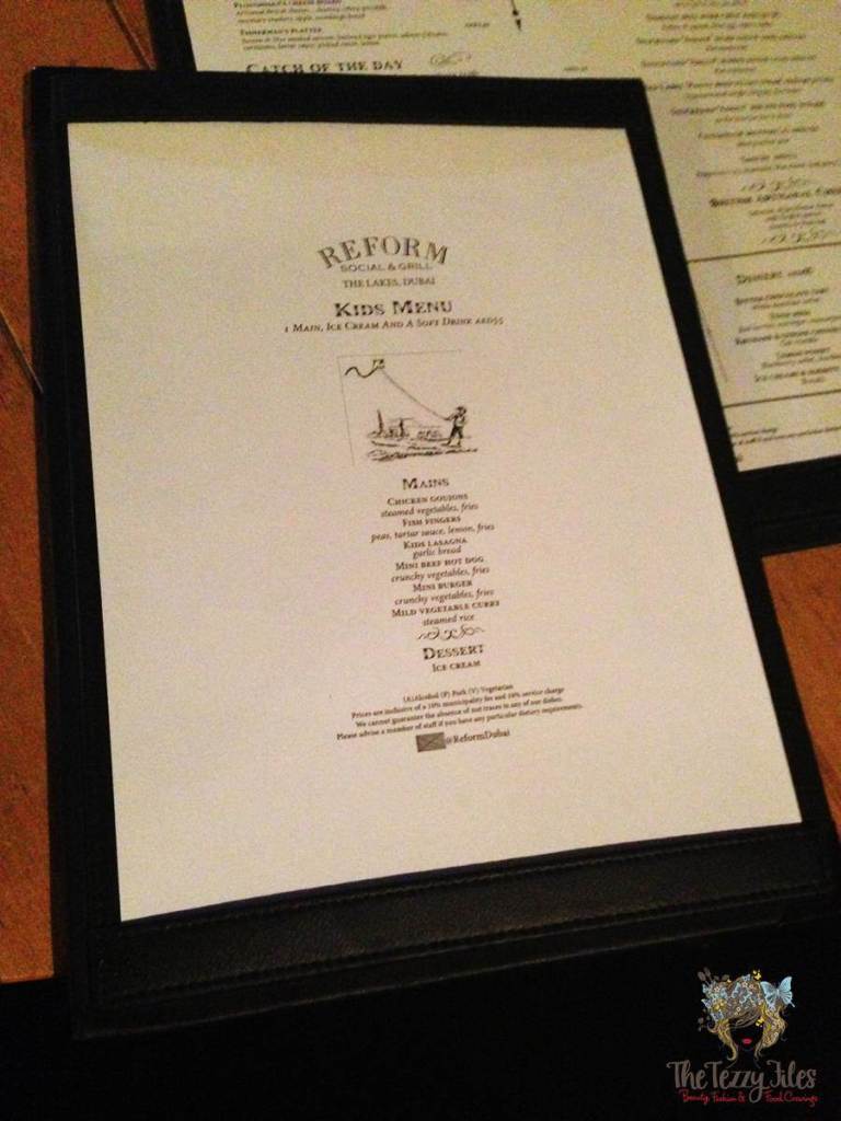 Reform Social & Grill Kid's Menu