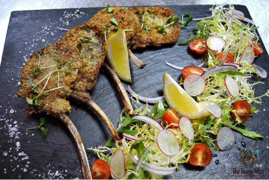 almond crusted lamb chops italian recipe by chef glady per te restaurant dubai presentation