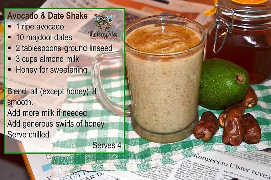 avocado date linseed shake recipe vegan paleo