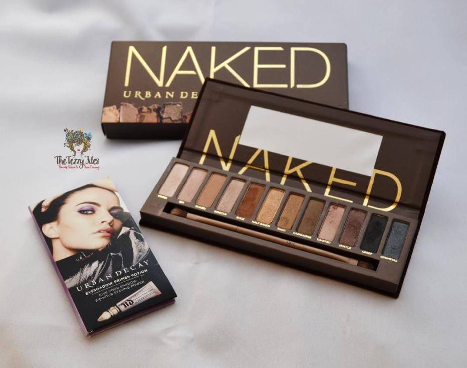 Urban Decay Naked eye shadow palette swatches colors primer brush