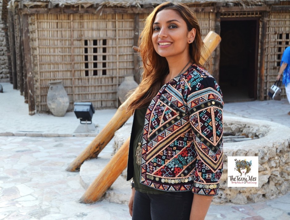 #ootd zara tribal jacket the tezzy files fashion blog dubai uae at dubai museum arabic embroidery coins indian
