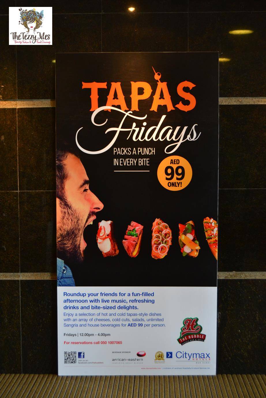 Huddle Bar Citimax Bur Dubai Friday Tapas Brunch review AED 99 all you can eat and drink alcohol Spanish bar sports bar live music (17)