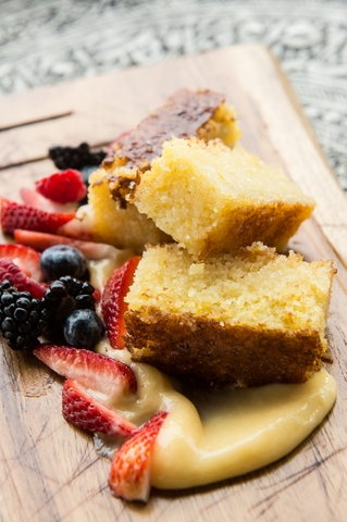 Basbousa with lime curd and fresh berries 3