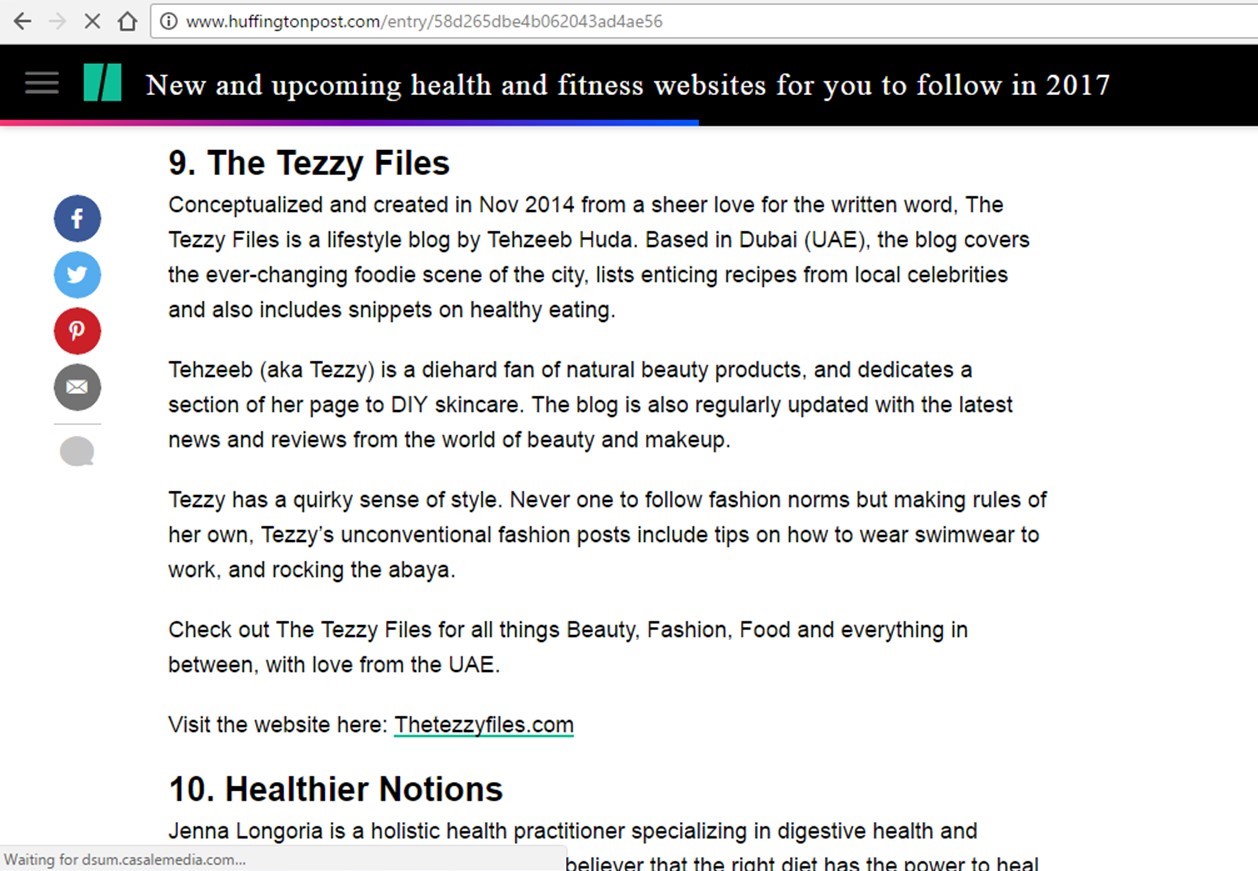 Huffington Post The Tezzy Files Dubai Lifestyle Blog Health Wellness Food Fashion Beauty