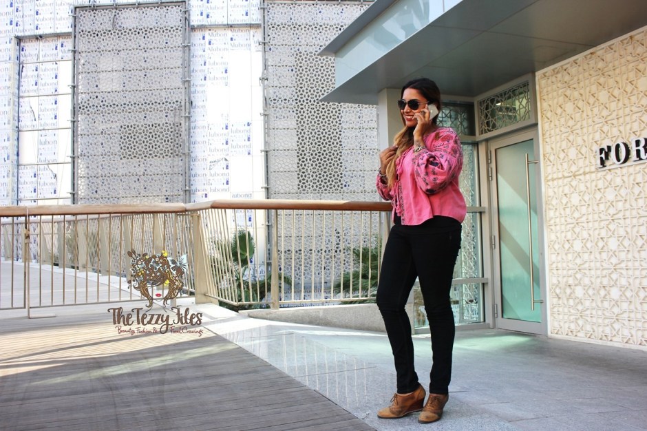 Zara Pink Jacket Embroidery Boho big sleeves bohemian fashion blog Dubai style blogger UAE lifestyle tie up jacket look of the day fashionista (4)