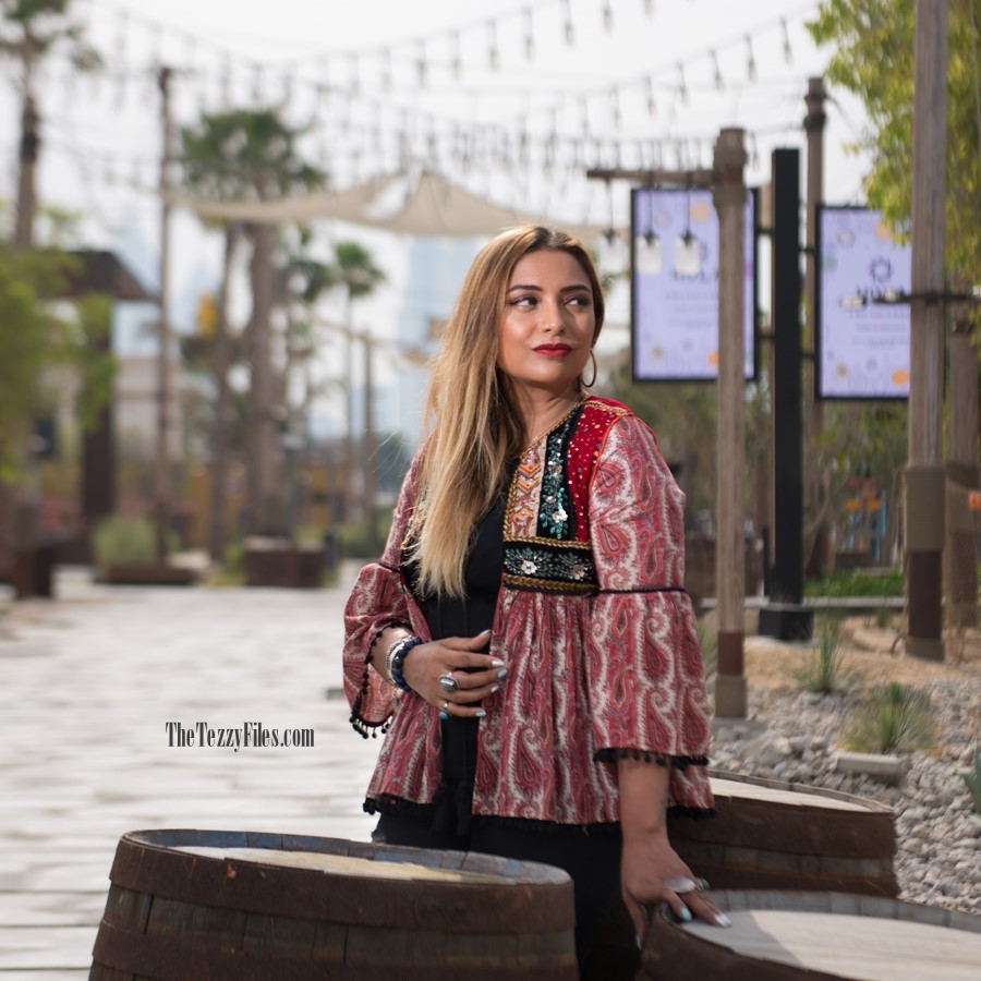 Dubai Fashion Blog Fashionista Blogger La Mer Dubai UAE influencer Middle East Zara Tribal Jacket Gypsy Style Beauty Fashion Shoot (3)